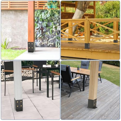 4x4 Post Base, Heavy Duty Post Anchor with Anti-Corrosive Partition - size: 4"x4"