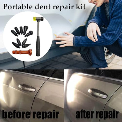 10Pcs Dent Repair Tap Down Tools,Detachable Rubber Hammer Kit