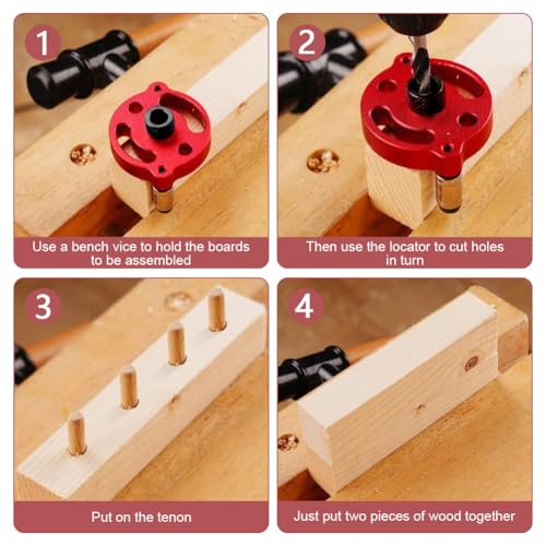Self Centering Dowel Jig Drill Guide, Vertical Hole Locator - color: Red