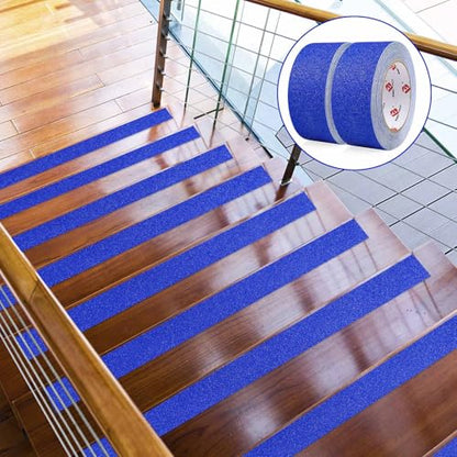 BOMEI PACK Anti Slip Traction Tape,2 Inch x 16.5 Ft,Heavy Duty Non Slip Tape,Grip Tape for Stairs, Tread Step, Indoor & Outdoor Use,Waterproof Stairs Non Skid Treads (Blue) - color: Blue