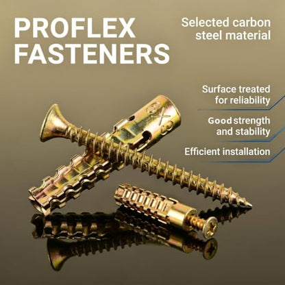 30 Packs Hollow Wall Anchors with Screws – Stripped Hole Fastener Kit for Loose Hinges, Cabinet Doors & Drywall, Metal Anchor Assortment for Hanging Pictures, Shelves & Home Fixtures