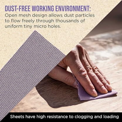 Dura-Gold 320 Grit 1/4 Sheet Size Purple Ceramic Mesh Sandpaper, Box of 16 - style: 320 Grit