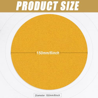 6-Inch No-Hole Hook and Loop Gold Sanding Discs 180-Grit, 100 Pack - size: 180 Grit