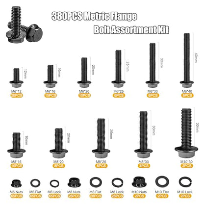 ZTF 3745PCS Metric Bolt Assortment Kit, M2-M10 Hex Socket Screws & Nuts - size: Flange+Flat+Button Head