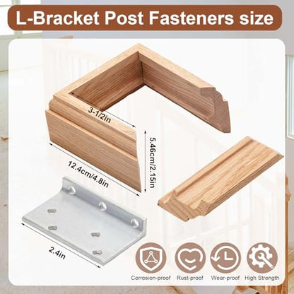 Blulu 1 Set 3-1/2" Newel Post Mounting Kit Deck Stair Floor Installation - size: 3-1/2 Inch