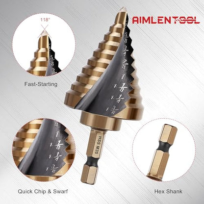 Hex Shank Cobalt Step Drill Bit Set - size: M35-6PC