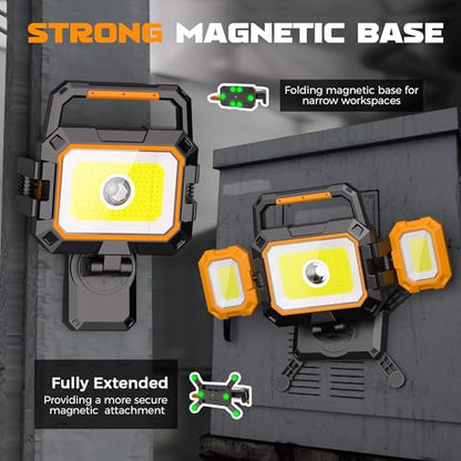 YZONI 4000LM Rechargeable LED Work Light, Magnetic Portable Shop Light