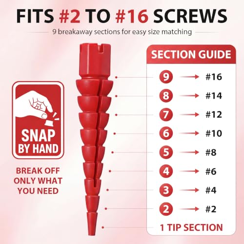 Bokon 60Pcs Stripped Screw Hole Repair Kit, #2-#16 Red Wood Screw Anchors - color: Red