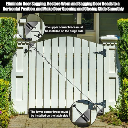 2 Set Anti-Sag Gate Kits for Wooden Fence, Anglecai Gate Support Cable Kit