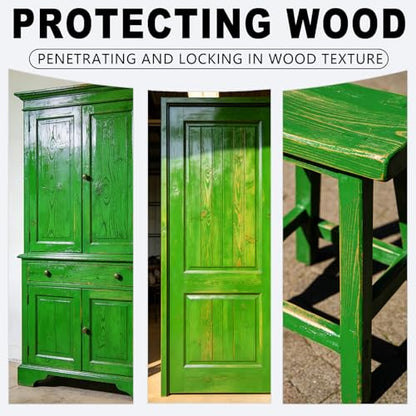 Green Wood Paint & Preservative - Natural Wood Stain for Decks, Fences, Furniture | Non-Toxic, Guards Against Rot | Safe for Kids, Pets, Gardens | Indoor & Outdoor Use (Green, 18 Fl.Oz)