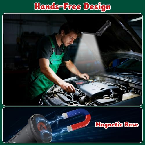 LNRYY 4Pack Rechargeable Magnetic LED Work Light/Flashlight for Mechanics