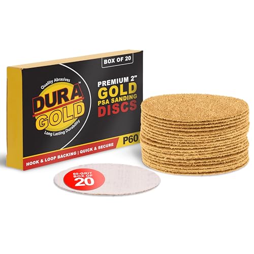 Dura-Gold Premium 2" Gold Hook & Loop Sanding Discs - 60 Grit (Box of 20) - size: 60-Grit