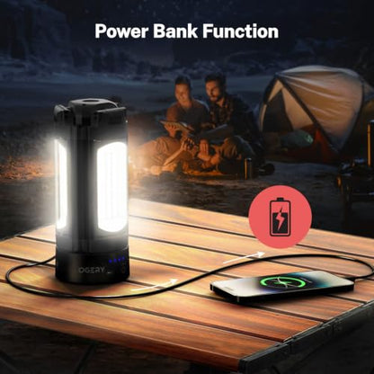 OGERY Rechargeable 10000mAh Camping Light with Stand - color: Black