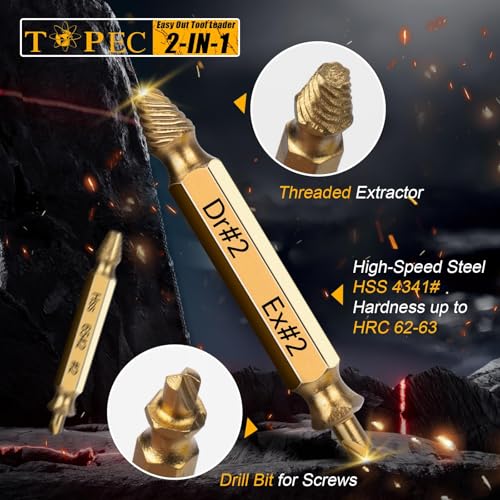 Topec 12 PCS Easy Out Screw Extractor Set, Gift for Men - size: 12 Pieces