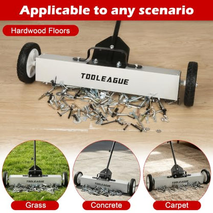 24" Rolling Magnetic Sweeper with Wheels, 50LB, 3Pcs Magnet Sweeper Set - size: 24-inch（50LBS)