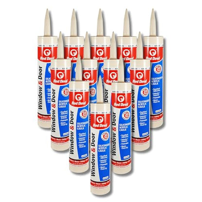 Red Devil 084620 Window & Door Siliconized Acrylic Caulk, Almond, 10.1 oz, Pack of 12, Made in USA - color: Almond, style: Pack of 12