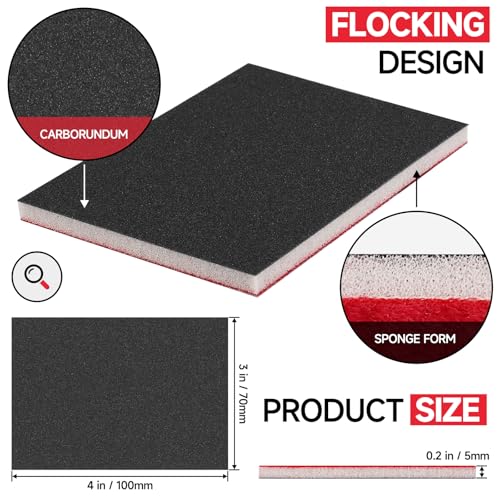 Shinboc 20 PCS Sanding Sponge 800 Grit, Hook and Loop Sandpaper Block - style: 800 Grit