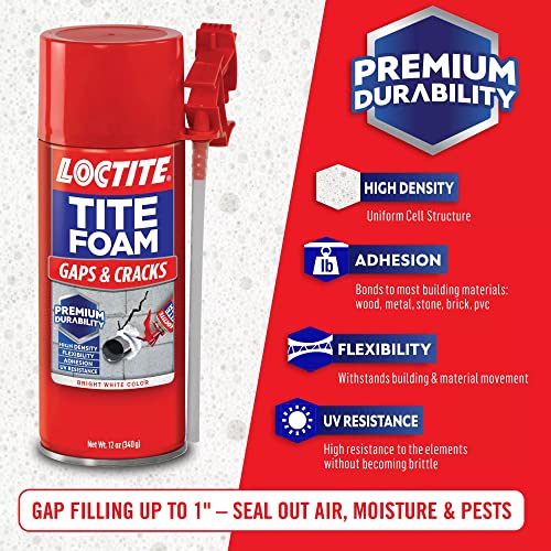 Loctite Polyurethane Foam Sealant for Gaps & Cracks | Expanding Foam | 12 fl oz Can | Pack of 2 | Red - size: 2 Pack