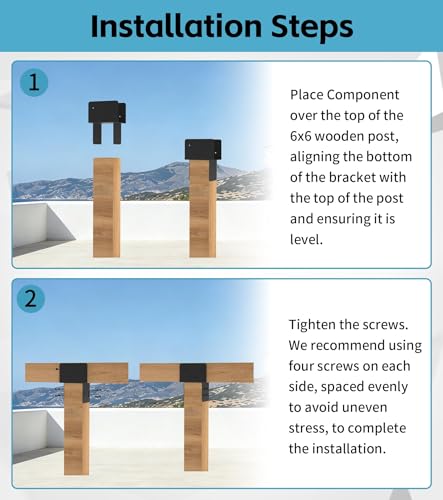 2 Pack 6x6 Heavy-Duty Post Bracket for Outdoor Pergolas Gazebos Decks - size: 2 Pack Large Brackets 6"x6"