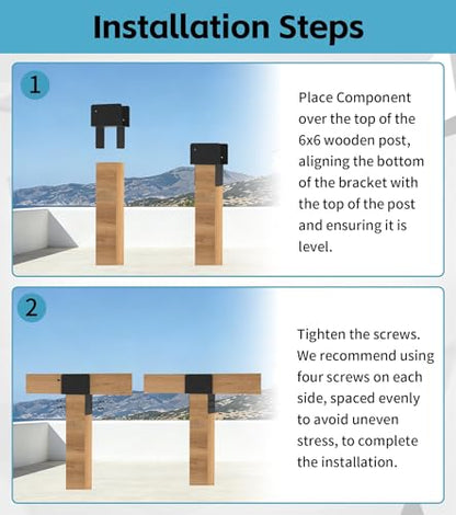 2 Pack 6x6 Heavy-Duty Post Bracket for Outdoor Pergolas Gazebos Decks - size: 2 Pack Large Brackets 6"x6"