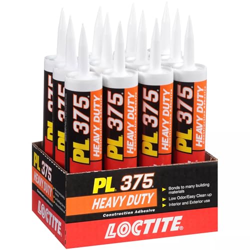 Loctite PL375 VOC Heavy Duty Construction Adhesive, 10 fl oz, Cartridge (12 Pack)