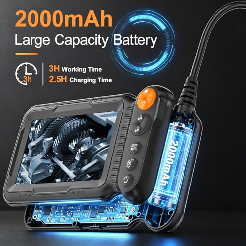 5" IPS 1920P HD Endoscope Camera with Light,Dual Lens Borescope