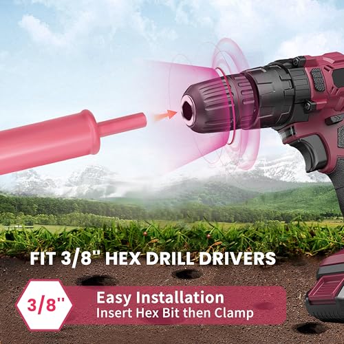 TCBWFY 3.5" x16 Inch Pink Garden Auger Drill Bit for Planting- Perfect for Planting Bulbs, Flowers, and Small Trees - size: 3.5"x16"-Pink