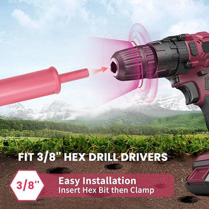 TCBWFY 3.5" x16 Inch Pink Garden Auger Drill Bit for Planting- Perfect for Planting Bulbs, Flowers, and Small Trees - size: 3.5"x16"-Pink