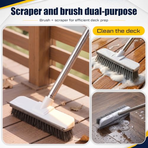20 Pcs Deck Stain Brush Kit with Extension Rod, 7'' Deck Stain Applicator