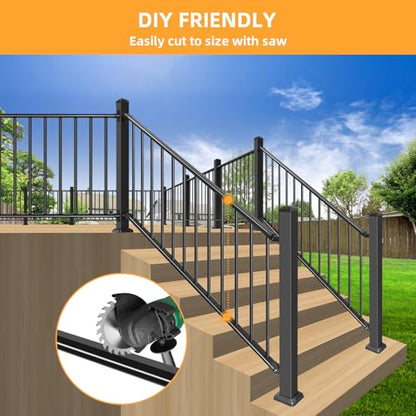 47in Deck Railing Post with Screws - color: Black-2, size: 47in Post for Stair Railing