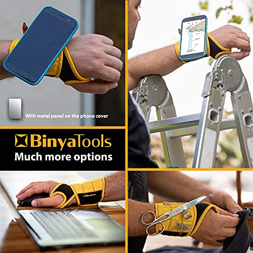 BINYATOOLS Magnetic Wristband for Tools Gift for Him Magnet Screw Holder Wrist Support Keeps Screws Nails, Drill Bits Handy Unique Tool Gadgets Men’s Gadgets Dad Gadgets - color: Yellow