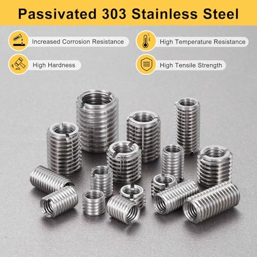 HARFINGTON 6pcs Thread Repair Inserts M14 x 2 Male to M8 x 1.25 Female Thread 10mm Long Stainless Steel Reducing Nuts Metric Self Tapping Sleeves Threaded Reducer Industrial Fasteners - size: M14 x 2 Male to M8 x 1.25 Female x 10mm