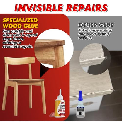 Super Glue for Wood 1.23oz, Strong Waterproof Clear Fast-Drying Adhesive
