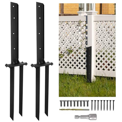 Fence Post Repair 2pcs,H-Shaped Double Ground Spike for Tilted Wood Post - size: 2PCS