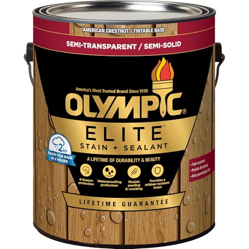 Olympic Elite 1 gal American Chestnut Semi-Transparent Wood Stain & Sealer - color: American Chestnut, style: Semi-Transparent