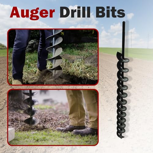 findmall Auger Drill Bit - 24 Inch Earth Auger Bit, 8mm Non-Slip Hex Shank, Yard Gardening Planting Corm, Post or Umbrella Hole Digger - size: 24 x 1.75 in