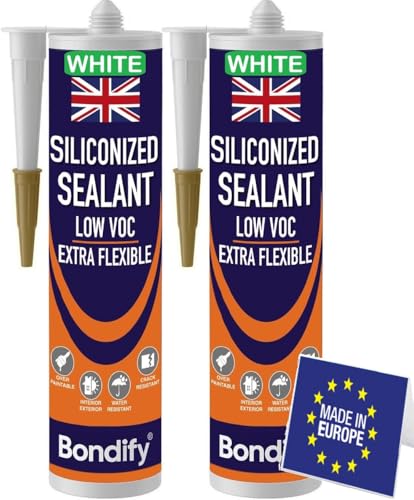 Waterproof Siliconized Acrylic Latex Caulk White, 2PCs x 17.6oz, Silicone Sealant Acrylic, PAINTABLE Crack Proof Door, Window Frame Sealant, Ideal for Filling Cracks & Gaps, Bathroom, Kitchen - size: WHITE - 2PCs