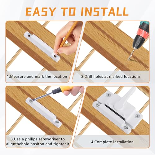 4 Pack Sliding Window Sash Locks for Single-Hung and Double-Hung Windows - color: White-4Set