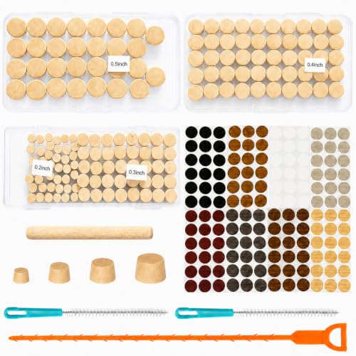 Carpenter Bee Hole Repair Kit, 308 PCS with Tapered Wood Plugs