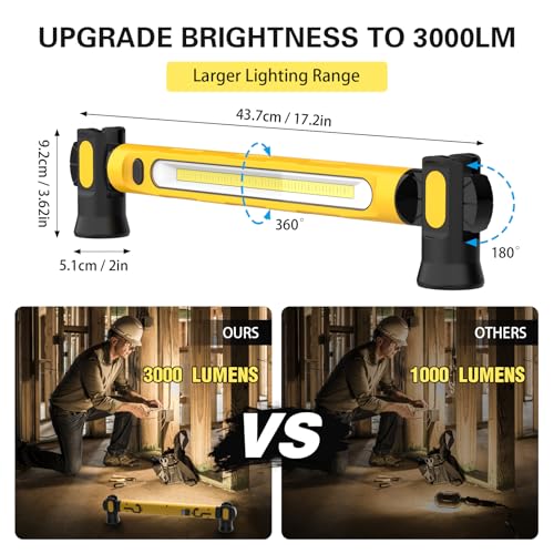ERAY Magnetic Work Light Bar, 6000mAh /3000LM Rechargeable Under Hood Light - color: Yellow