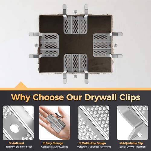 52 Pack Drywall Repair Clips,Easy Install Drywall Clip, Drywalls Patch Clip - color: Silver-52