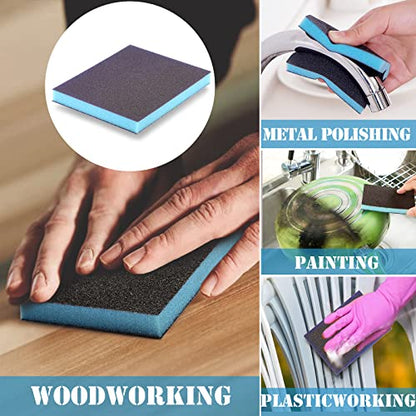 8Pcs 120 Grit Sanding Sponge, Jamiikury Fine Sanding Blocks Washable and Reusable, Wet Dry Sandpaper Sponge for Wood Metal FurniturePaint and Drywall - size: 120 Grits