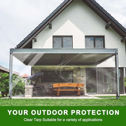 Clear Tarp with Grommets, 5x6ft Transparent Tarps Heavy Duty Waterproof - size: 5x6ft