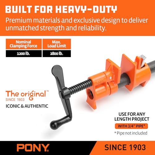 PONY the Original 2-Pack 50 Pipe Clamp Fixture for 3/4 Inch Black Pipe