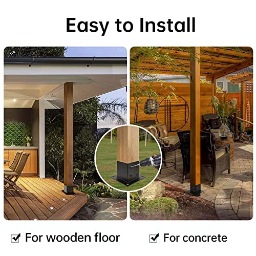 6×6 Post Base 4 Pcs,Deck Post Brackets,Inner Size 5.5"x5.5" Thick Steel Fence Post Anchor Base,Black Powder Coated Heavy Fence Post,for Supports Porch Railing Post Holders Pergola Brackets - size: 4 Pack Post Base 6x6"