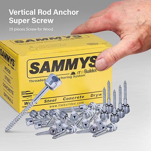 Everflow Sammys 8010957-50 GST 30 3/8 Inch Screw Vertical Threaded Rod Anchor Designed for Wood, Easy to Use, No Pre-Drilling Required, Steel with Zinc Finish, 1/4 x 3 Inch Screw Length - (Pack of 50) - size: Pack of 50
