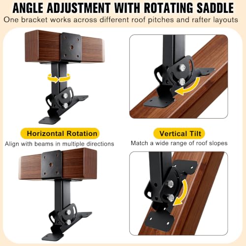 3 Pack Adjustable Roof Riser Brackets for Pergola, Fits 4x4 4x6 Posts
