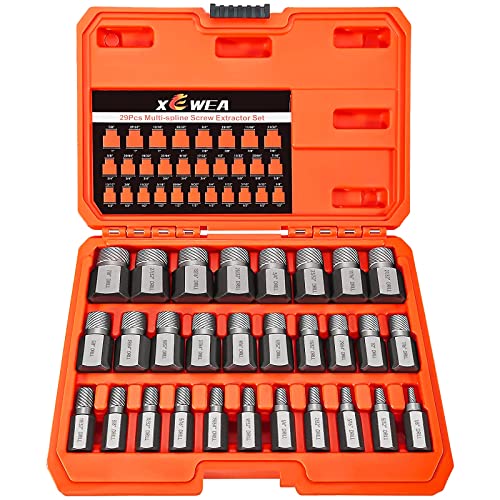 XEWEA 29PCS Screw Extractor Set Hex Head Multi-Spline, Bolt Extractor Kit - color: 29pcs