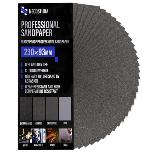 30PCS 320 Grit Sandpaper, 9 x 3.6 Inch Wet Dry Coarse Sand Paper for Wood Furniture Finishing Drywall Metal Sanding Paper, Automotive Sandpaper Sheets - size: 93x230mm, style: 320Grit