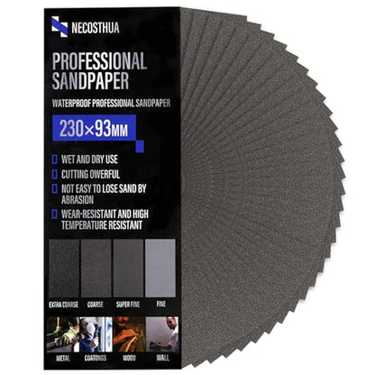 30PCS 320 Grit Sandpaper, 9 x 3.6 Inch Wet Dry Coarse Sand Paper for Wood Furniture Finishing Drywall Metal Sanding Paper, Automotive Sandpaper Sheets - size: 93x230mm, style: 320Grit